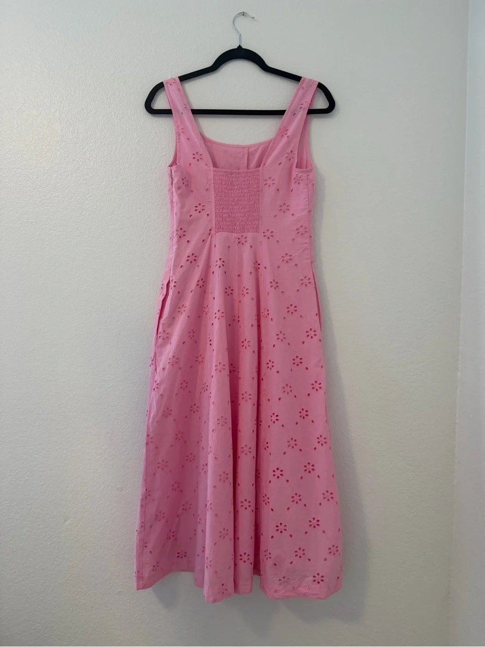 NWT J. Crew Eyelet Embroidered Pink Cotton Midi Dress Size 2